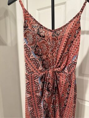 Hippie Print Sleeveless Tie-Waist accent Maxi romper